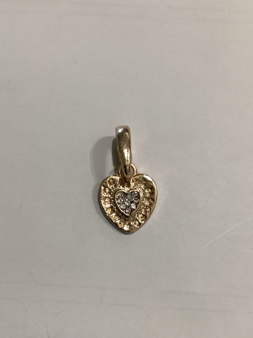 Gold Heart Pendant with Crystal Accent - Women Jewelry
